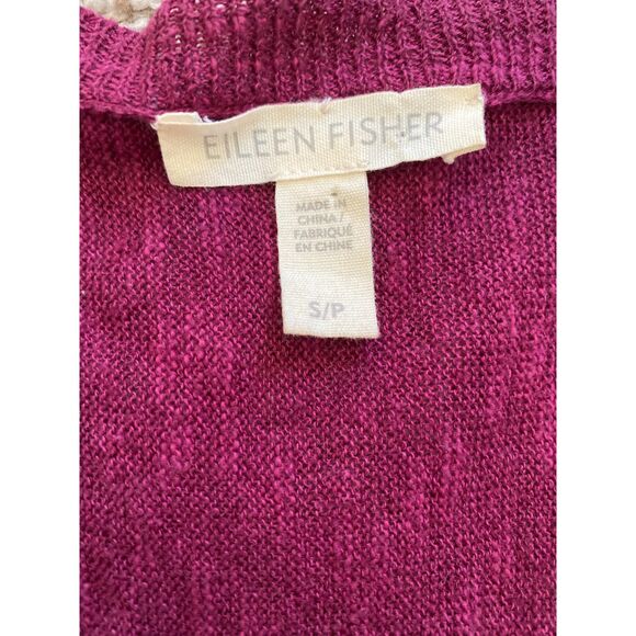 Eileen Fisher Burgundy Linen and Cotton Cardigan Womens Small Oversized Button - Picture 5 of 7